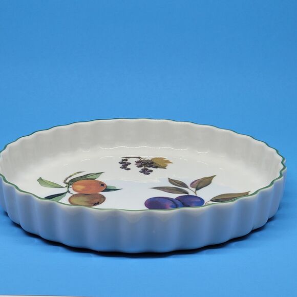 Royal Worsester Evesham Vale Green Trim England 9" Quiche Dish VGC - Picture 8 of 9